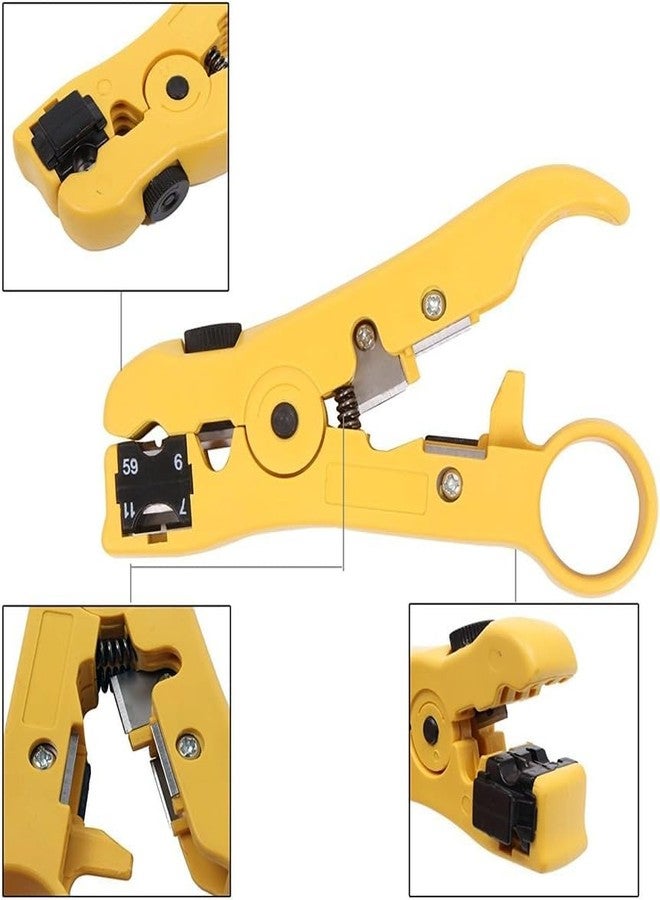 UPTODATETOOLS Universal Cable Stripper Cutter for Flat or Round UTP Cat5 Cat6 Wire Coax Coaxial Stripping Tool - Image 2